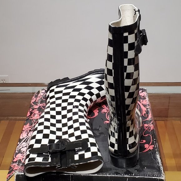 Checkered rubber rain boots - Picture 2 of 2